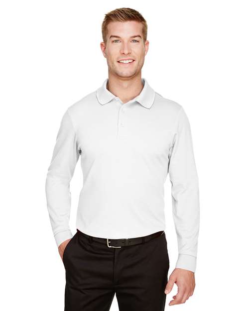 Men's CrownLux Performance® Plaited Long Sleeve Polo - DG20L