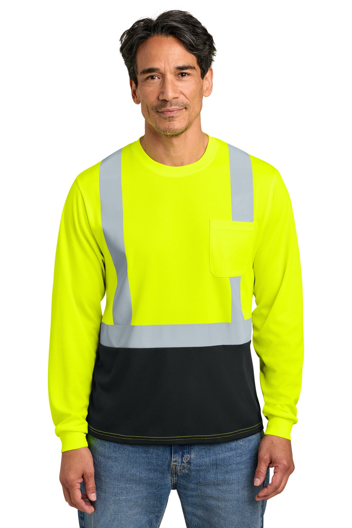 CornerStone ® ANSI 107 Class 2 Long Sleeve Mesh Blocked Tee CS207