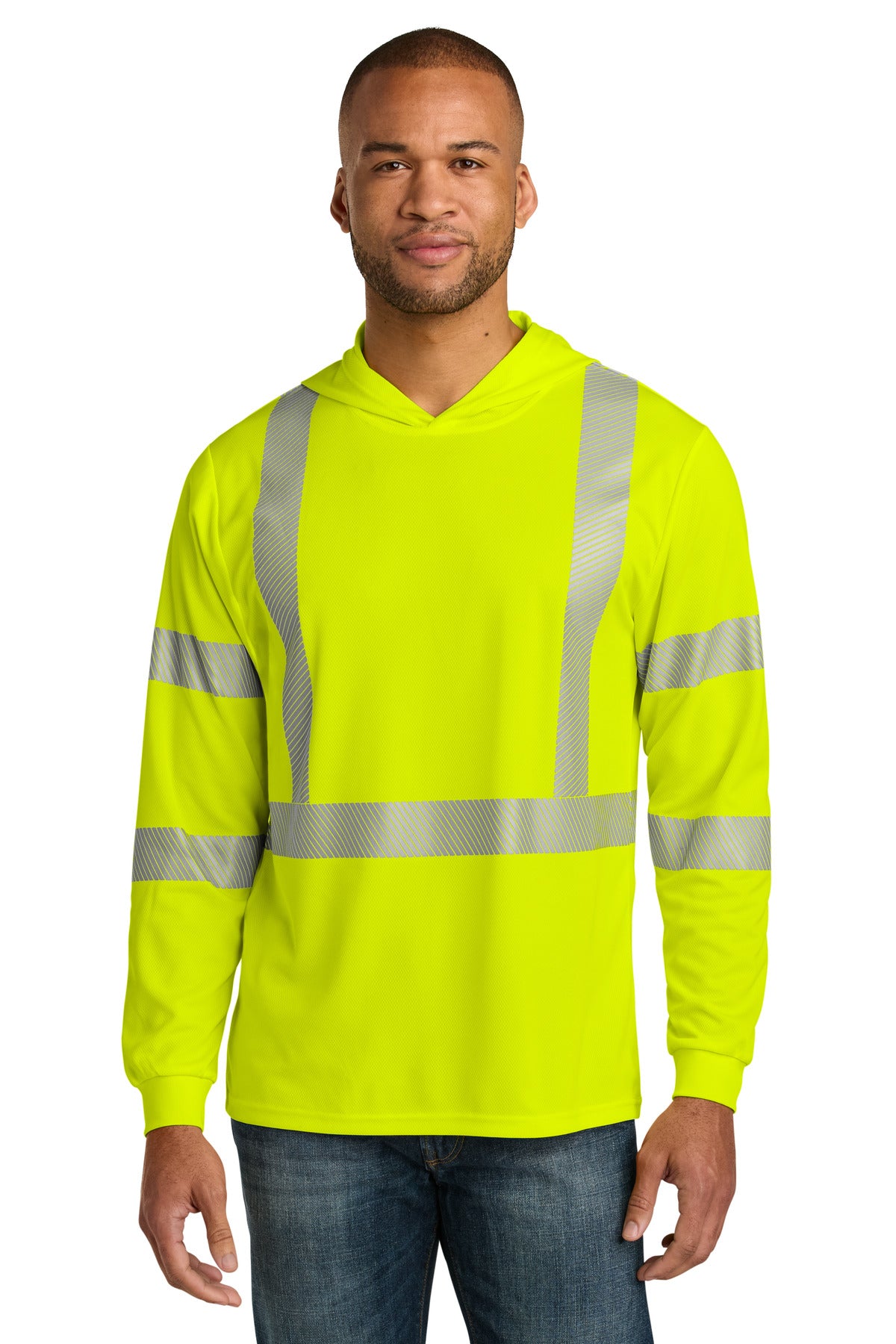 CornerStone ® ANSI 107 Class 3 Long Sleeve Segmented Tape Hooded Tee CS208