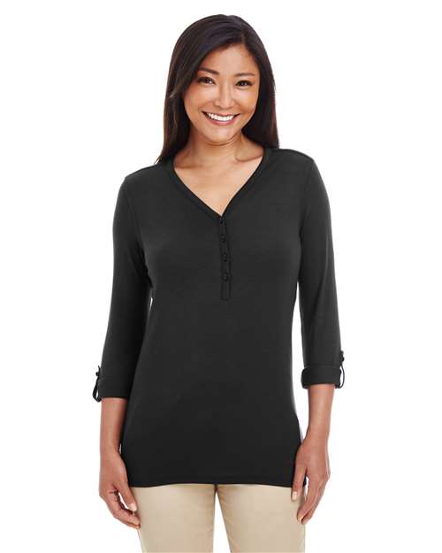 Women's Perfect Fit™ Y-Placket Convertible Sleeve Knit Top - DP186W