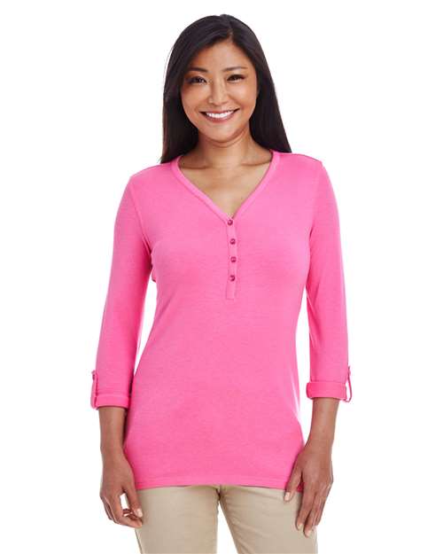 Women's Perfect Fit™ Y-Placket Convertible Sleeve Knit Top - DP186W