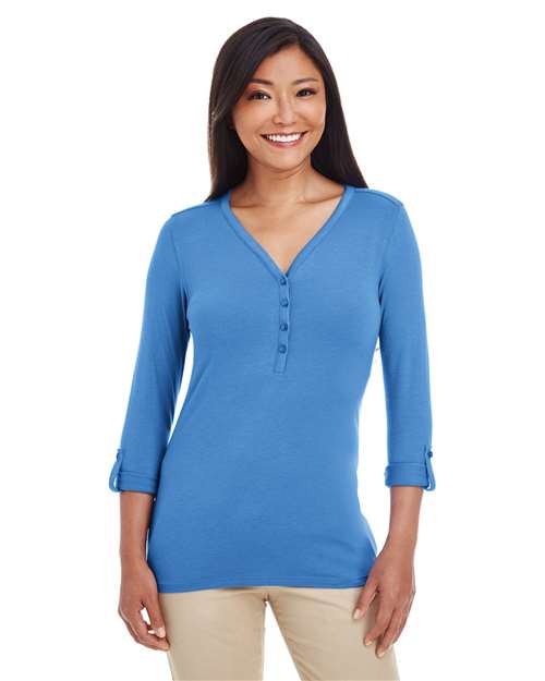 Women's Perfect Fit™ Y-Placket Convertible Sleeve Knit Top - DP186W