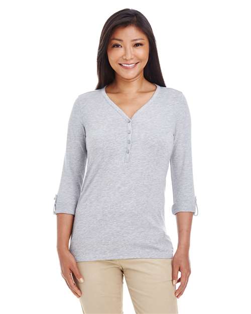 Women's Perfect Fit™ Y-Placket Convertible Sleeve Knit Top - DP186W