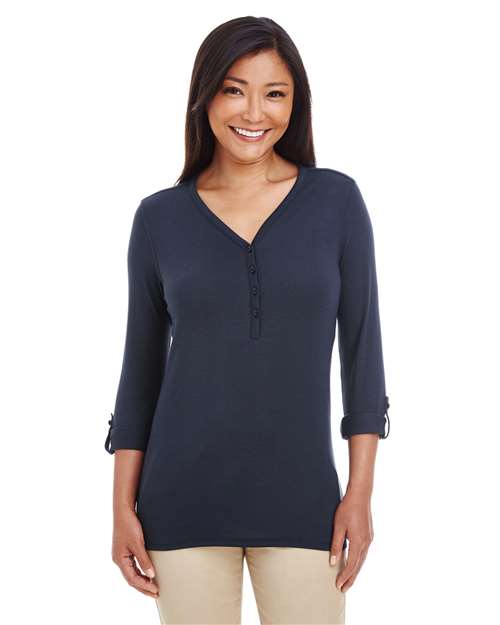 Women's Perfect Fit™ Y-Placket Convertible Sleeve Knit Top - DP186W