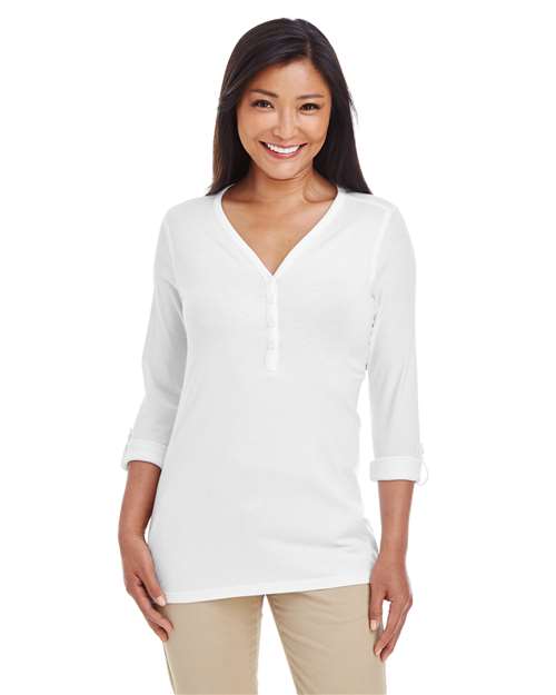 Women's Perfect Fit™ Y-Placket Convertible Sleeve Knit Top - DP186W