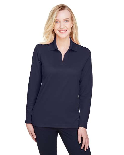 Women's CrownLux Performance® Plaited Long Sleeve Polo - DG20LW