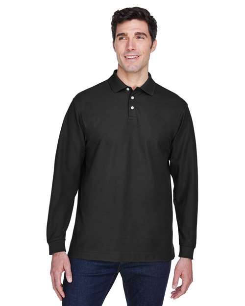 Men's Pima Piqué Long Sleeve Polo - D110