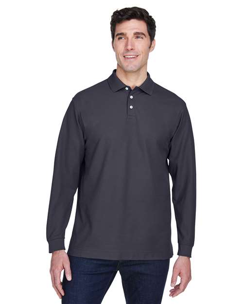 Men's Pima Piqué Long Sleeve Polo - D110
