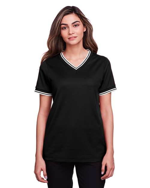 Women's CrownLux Performance® Plaited Tipped V-Neck Shirt - DG20CW