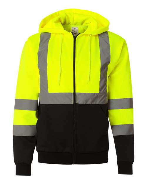 Unisex Hi-Vis Full-Zip Hooded Sweatshirt - JS102-103