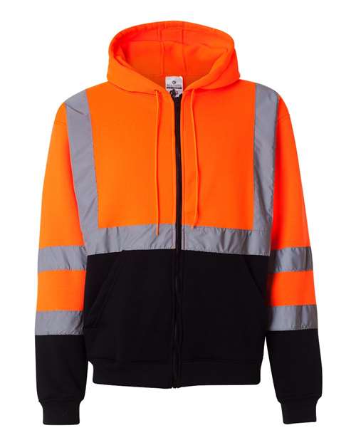 Unisex Hi-Vis Full-Zip Hooded Sweatshirt - JS102-103