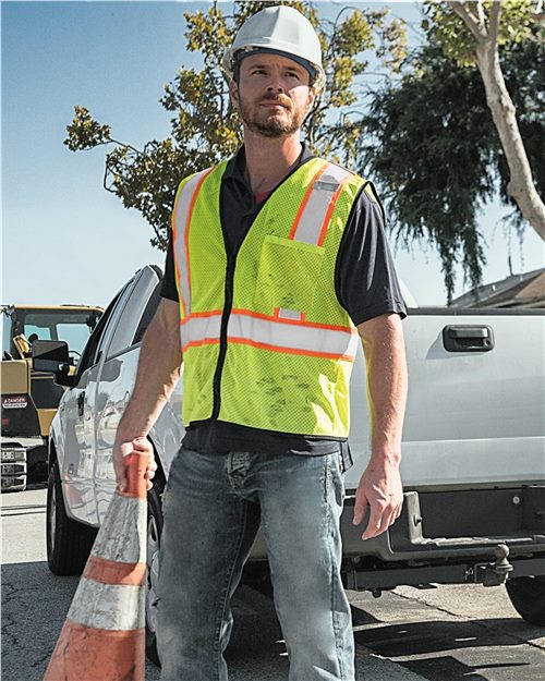Unisex Economy Contrasting Vest with Zippered Front - 1527-1528
