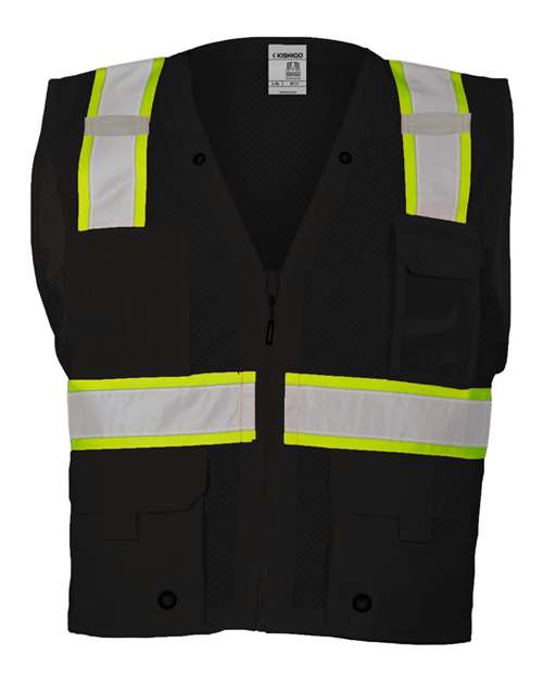 Unisex EV Series® Enhanced Visibility Multi-Pocket Mesh Vest - B100-111