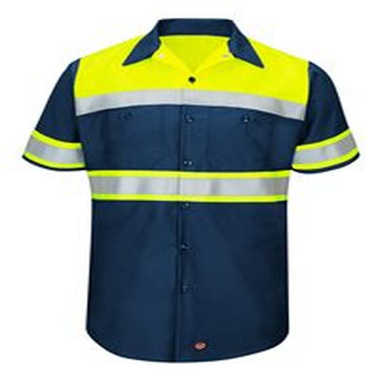 Men's Hi-Visibility Colorblock Ripstop Short Sleeve Work Shirt - SY80YN
