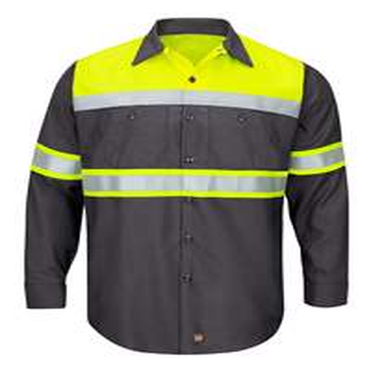 Men's Hi-Visibility Colorblock Ripstop Long Sleeve Work Shirt - SY70YC
