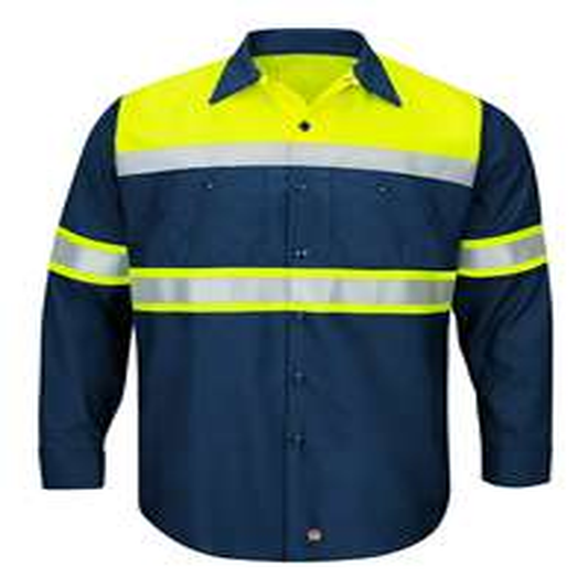 Men's Hi-Visibility Colorblock Ripstop Long Sleeve Work Shirt - SY70YN