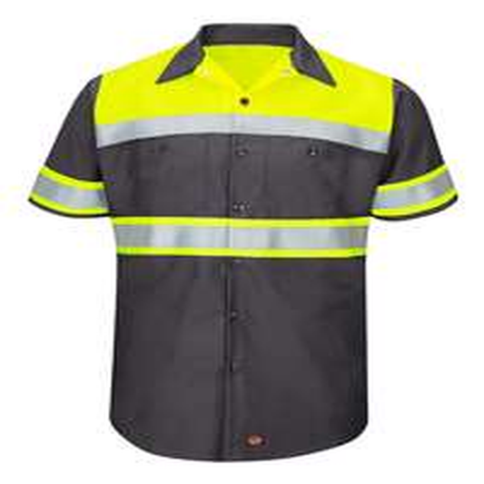 Men's Hi-Visibility Colorblock Ripstop Short Sleeve Work Shirt - SY80YC