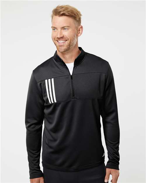 Men's 3-Stripes Double-Knit Quarter-Zip Pullover - A482