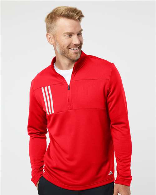 Men's 3-Stripes Double-Knit Quarter-Zip Pullover - A482