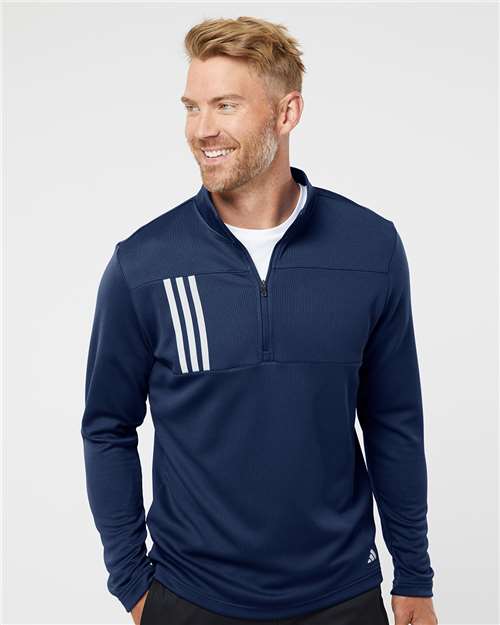 Men's 3-Stripes Double-Knit Quarter-Zip Pullover - A482