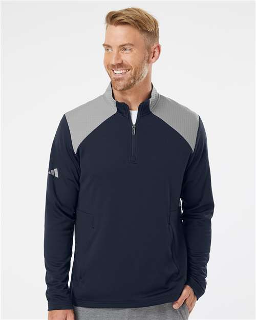 Men's Textured Mixed Media Quarter-Zip Pullover - A532