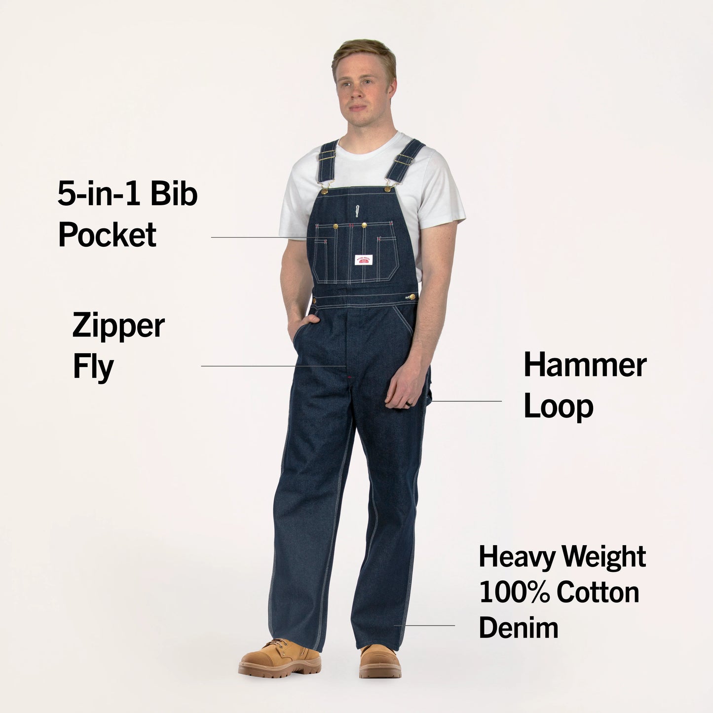 Round House Denim Bib Overall - 966