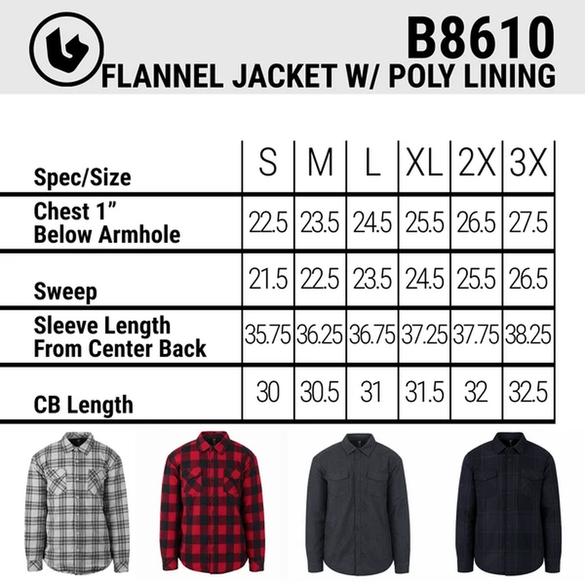 Mens Flannel Jacket with Poly Lining - B8610