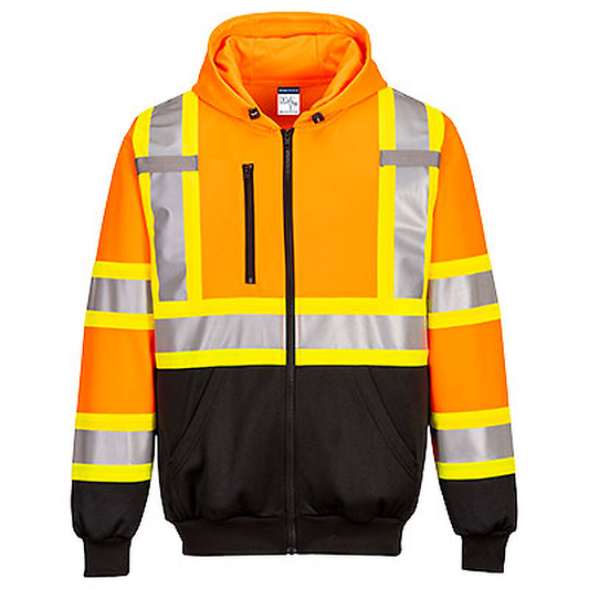 Hi-Vis X Back Contrast Tape Zipped Hoodie - CA170
