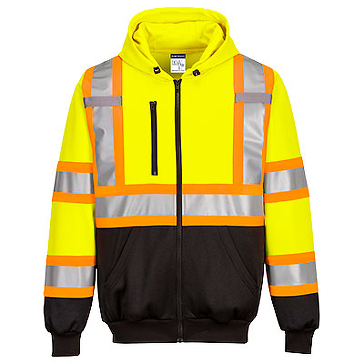 Hi-Vis X Back Contrast Tape Zipped Hoodie - CA170