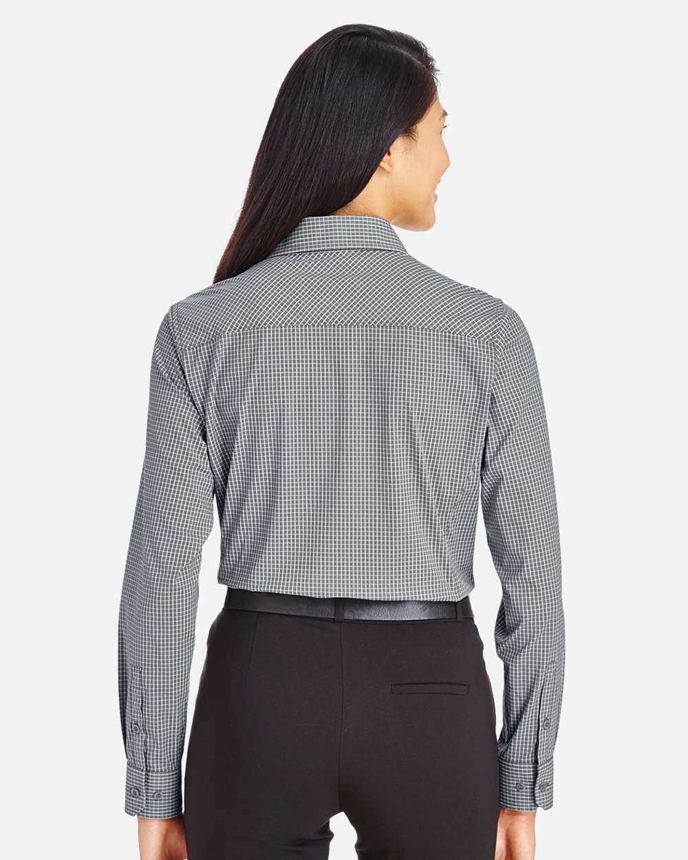 DG535W - Women's CrownLux Performance® Tonal Mini Check Woven Dress Shirt - SUPERVISORS ONLY