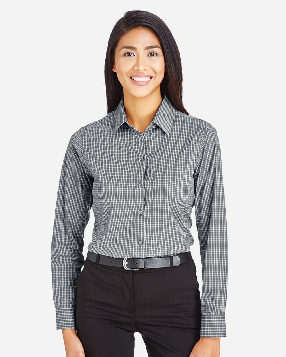 DG535W - Women's CrownLux Performance® Tonal Mini Check Woven Dress Shirt - SUPERVISORS ONLY