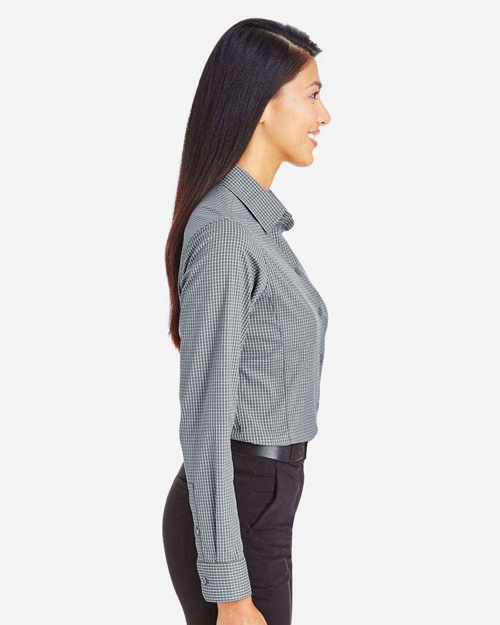 DG535W - Women's CrownLux Performance® Tonal Mini Check Woven Dress Shirt - SUPERVISORS ONLY