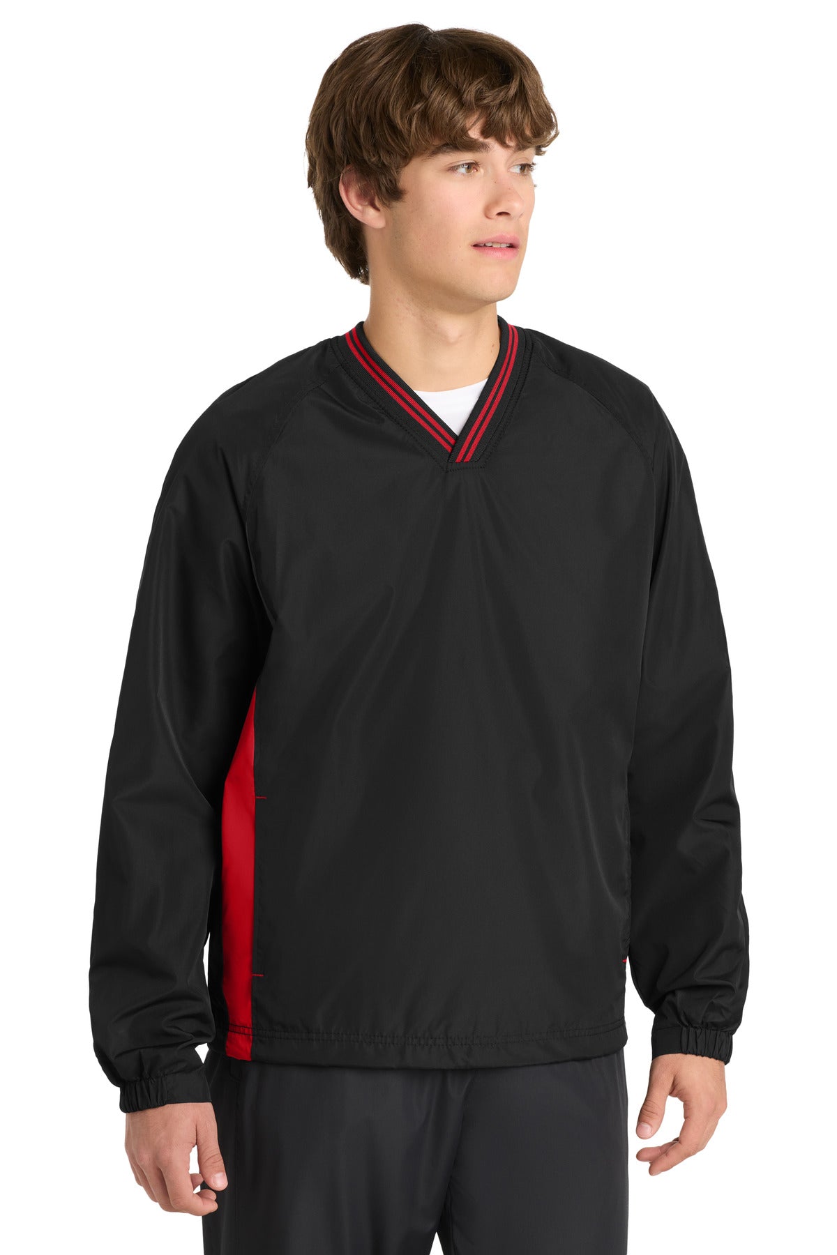 Sport-Tek ®  Tipped V-Neck Raglan Wind Shirt. JST62