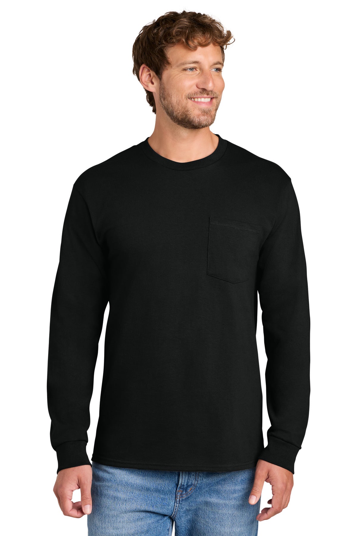 Port & Co ®  Long Sleeve Essential Pocket Tee.  PC61LSP